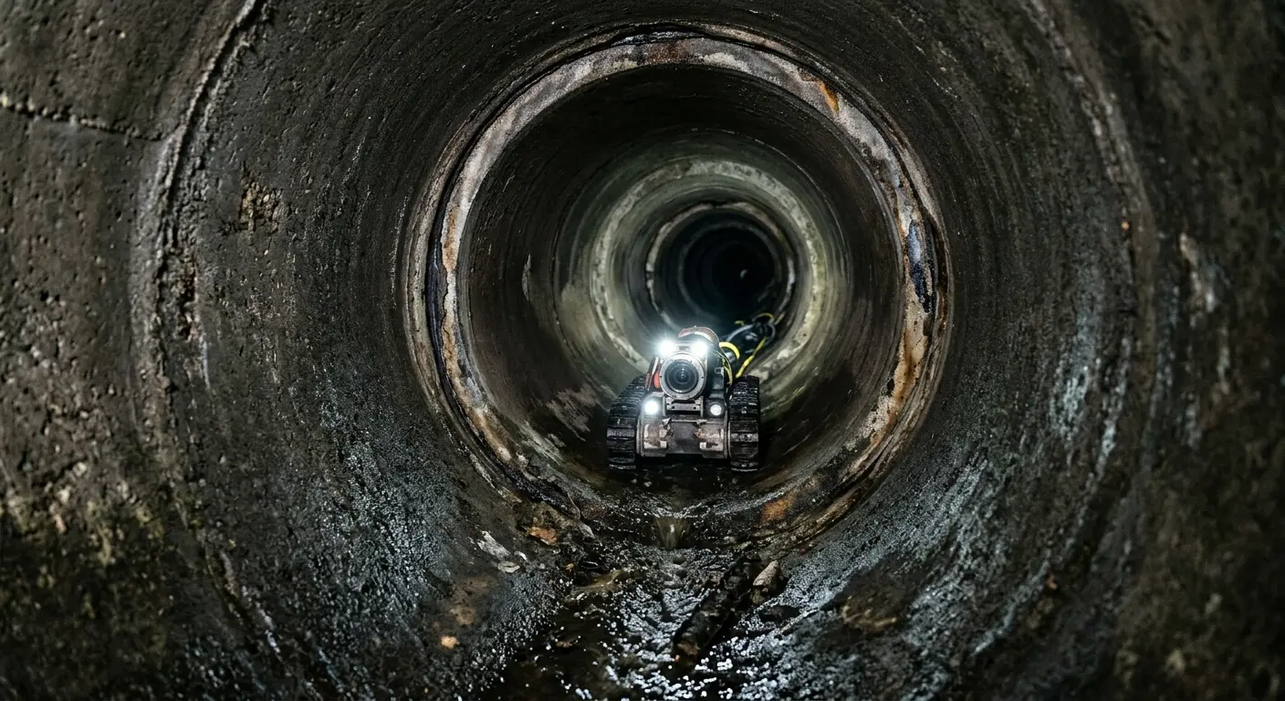 Robotic sewer camera inspecting pipe interior for Sewer Line Repair in Evergreen